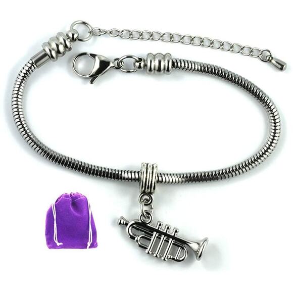 Trumpet Bracelet - Music Instrument Jewelry for Musician - Picture 1 of 9